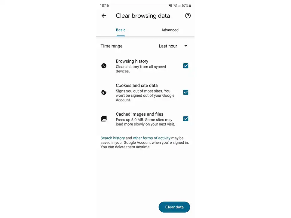 حذف سابقه جستجو از مرورگر کروم