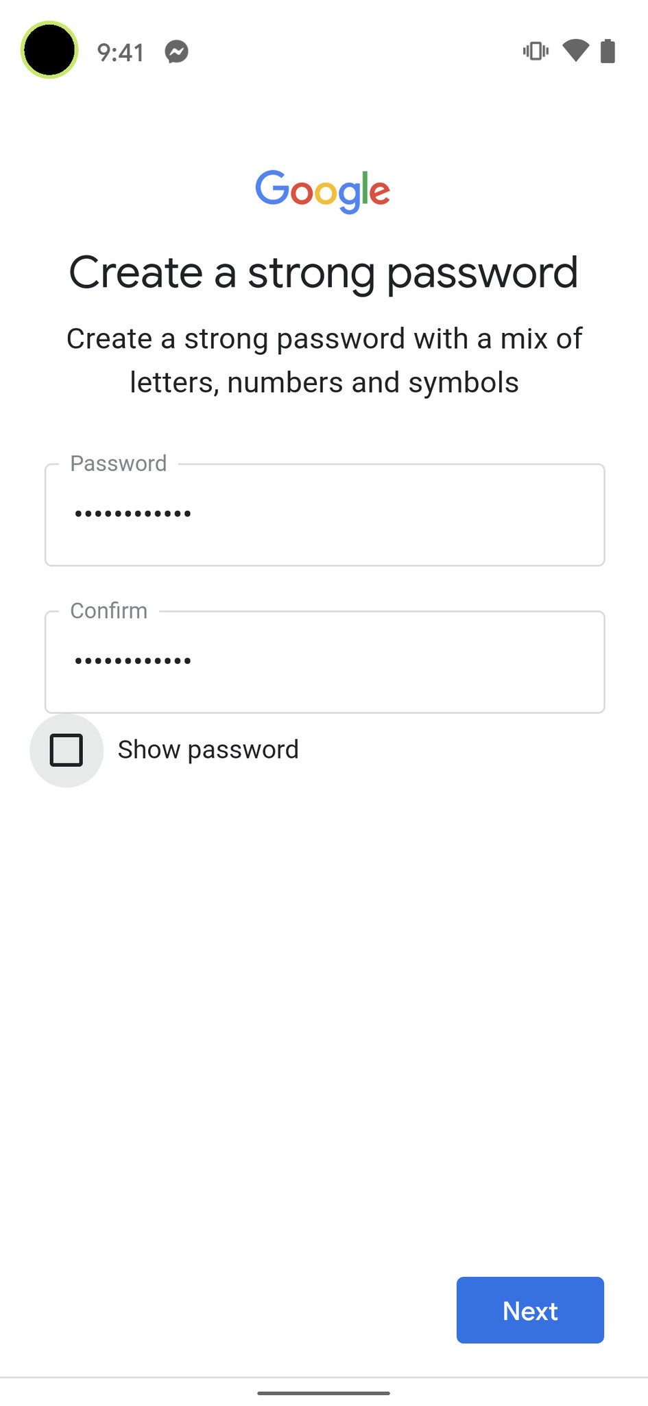 پسورد خود را وارد کنید. (دو بار)