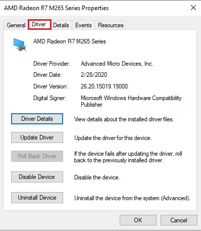 Driver Tab