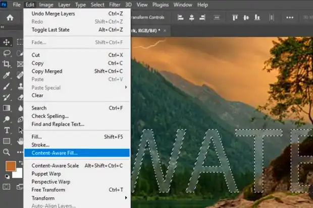 آموزش حذف واتر مارک در فتوشاپ با ابزار Lasso